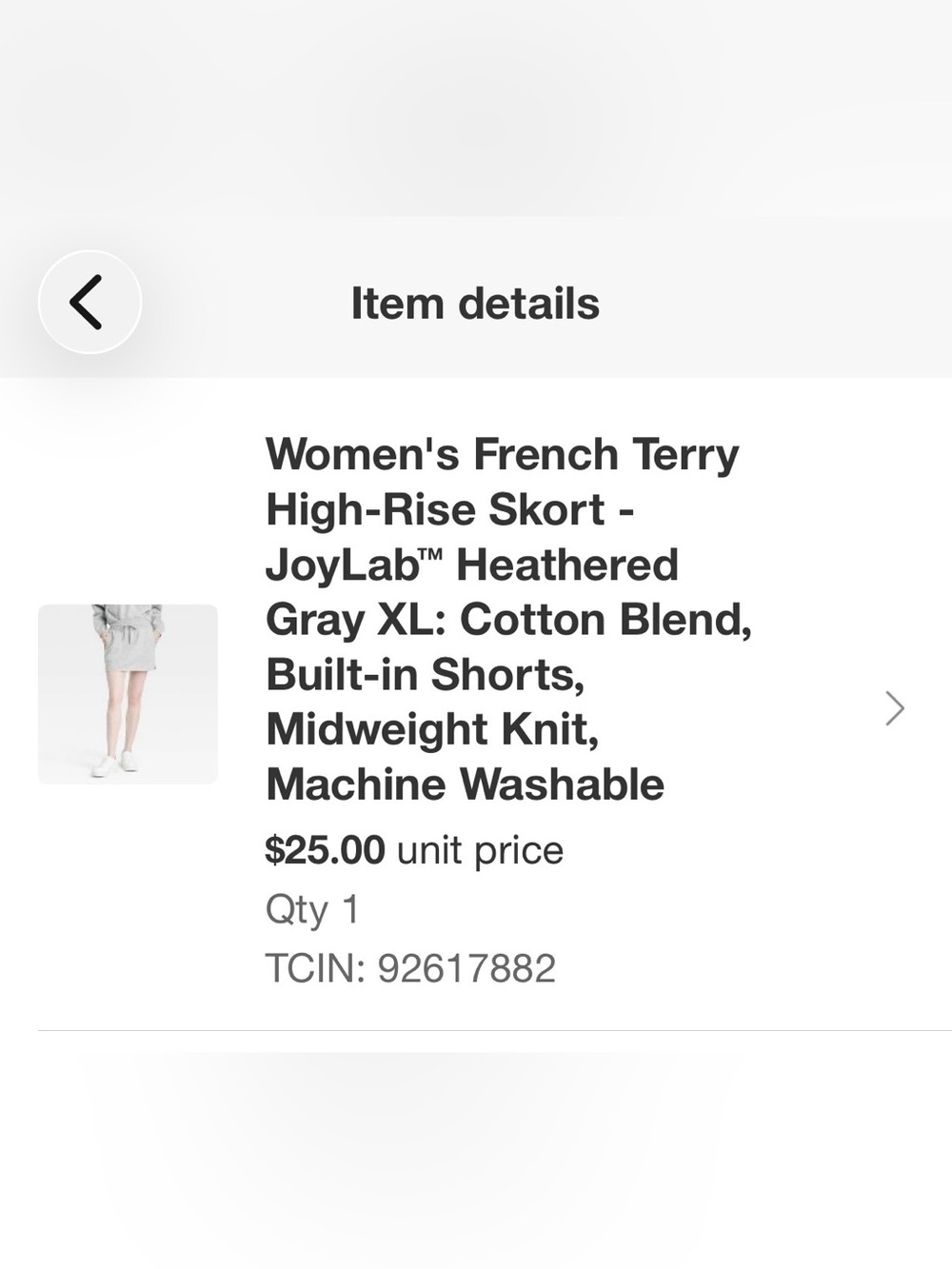 JoyLab French Terry High-Rise Skirt / Skort | Heather Gray | Size XL - Picture 6 of 6